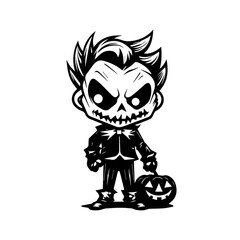 child with halloween pumpkin