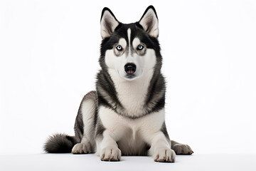 Fototapeta premium A Siberian Husky Dog isolated on white plain background