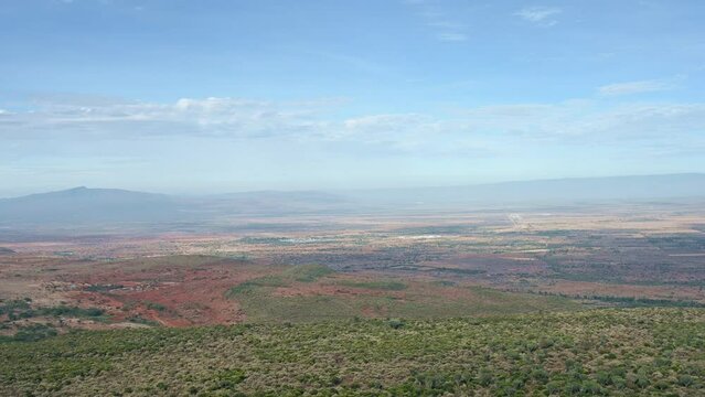 Panoramic view of the Great Rift Valley a hundred kilometers from Nairobi. Kenya, Africa
