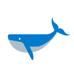 whale flat vector illustration logo icon clipart isolated on white background