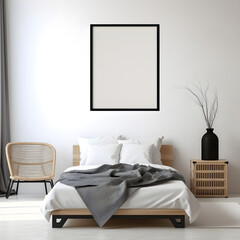 Fototapeta na wymiar Mockup photo bed room minimal style 