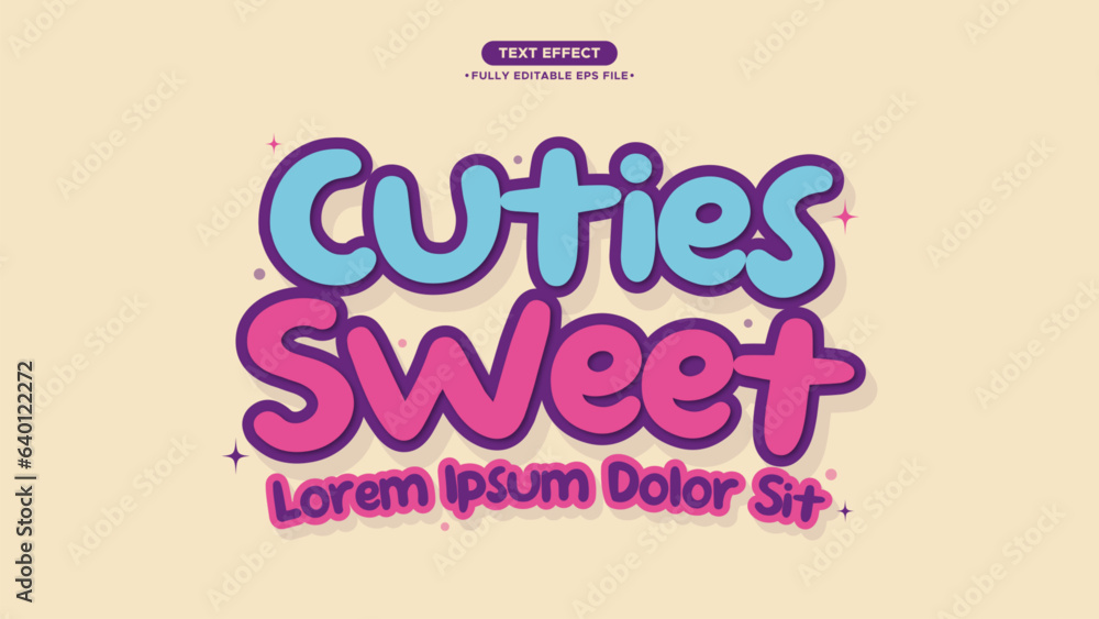 Poster cute and sweet vector text effect fully editable text and font