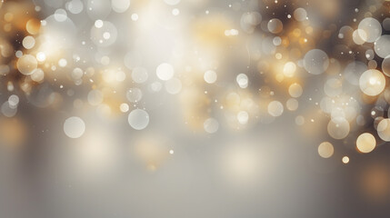 Abstract background with bokeh, unfocused gold and gray lights