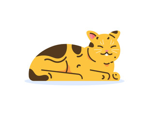illustration of a sitting funny, cute, and adorable cat. orange mother cat. cat pose. pet. flat, minimalist, and outline style illustration design. vector elements. white background