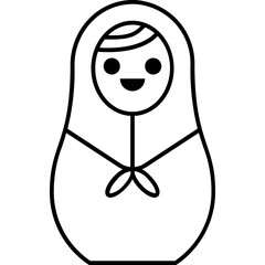 Icône de poupée Russe souriante, jouet pour enfant, personnage féminin avec un foulard sur la tête, forme géométrique avec courbe, tradition des pays de l'Europe de l'Est et de Russie, matriochka