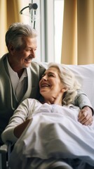 Obraz premium Happy Elderly Couple in Hospital Generative AI