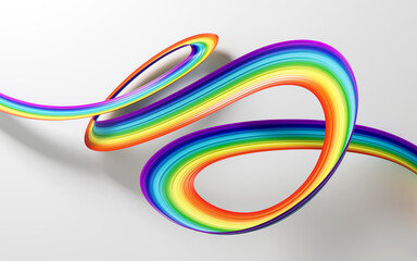 3d Flag Of Rainbow 3d Waving Ribbon Flag Isolated On White Background, 3d Illustration