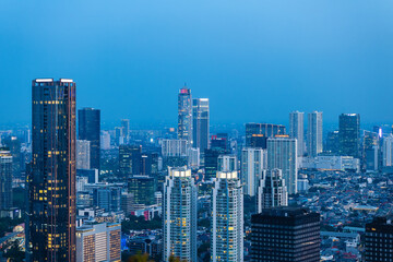 Fototapeta premium scenery of Jakarta skyline at night, the capital of Indonesia