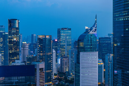 scenery of Jakarta skyline at night, the capital of Indonesia