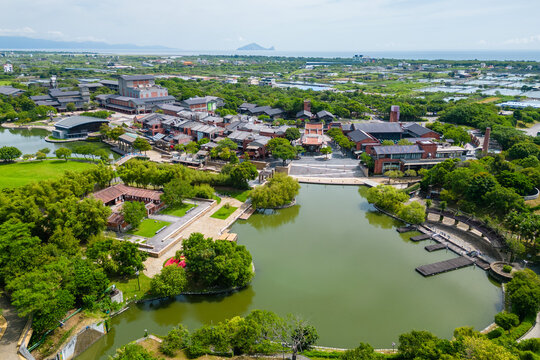 Aerial view of the National Center for Traditional Arts located in Yilan county, Taiwan