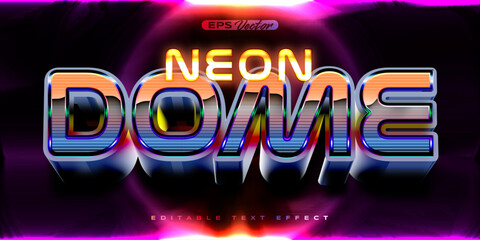 Retro shiny Y2K editable text effect neon dome