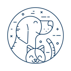 Pet Vet Animal Clinic Circle Emblem in Line Art