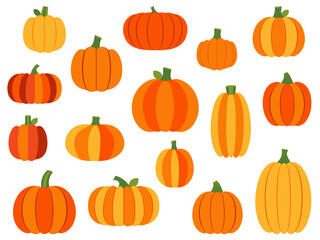 Autumn Harvest Pumpkins Set in Cartoon Style