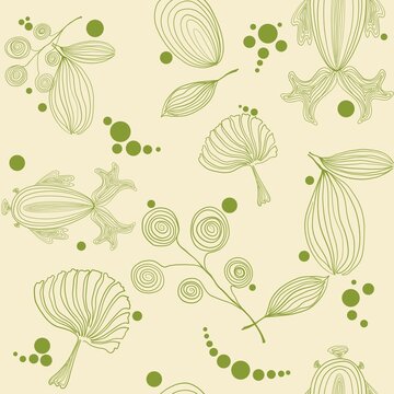 Hand painted pattern seamless line about fish and nature,illustration,background,line,cartoon