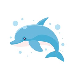 Obraz na płótnie Canvas Dolphin cartoon vector illustration isolated on white background