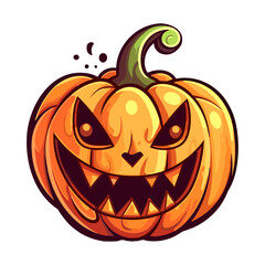 pumpkin on white background. Orange pumpkin with smile for your design for the holiday Halloween. Vector illustration