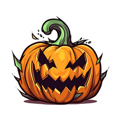 pumpkin on white background. Orange pumpkin with smile for your design for the holiday Halloween. Vector illustration
