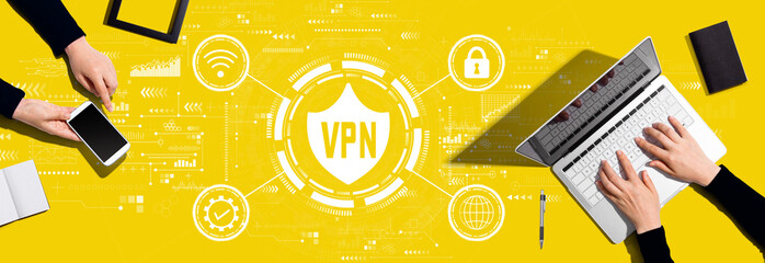 VPN concept with two people working together