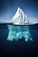 Iceberg in clear blue water