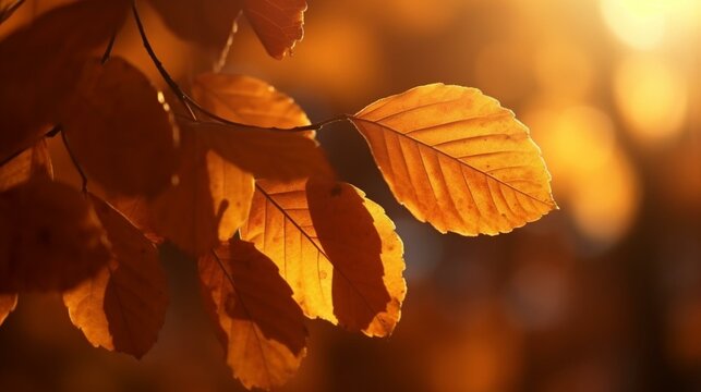 Nature's Ballet Backlit Autumn Leaves in Spirited Descent