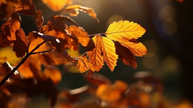 Sunset Spectacle Dynamic Falling Leaves in Backlight