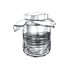 Vector hand drawn kombucha mushrooms vintage sketch illustration.