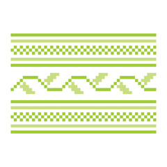 Ornament in yellow and green colors. Pixel art, vyshyvanka, cross stitch. Ukrainian geometric vector ornament, border, pattern. Ukrainian traditional embroidery.