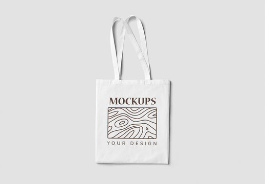 Mockup of customizable tote bag against customizable background