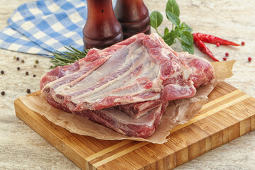 Raw pork ribs for cooking