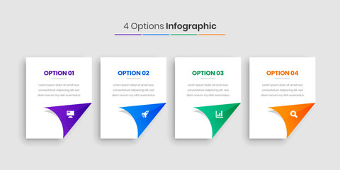 Vector Business Infographic Presentation Template with Abstract Design, Gradient Color, 4 Options and Icons