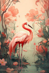 Tropical flamingo illustration
