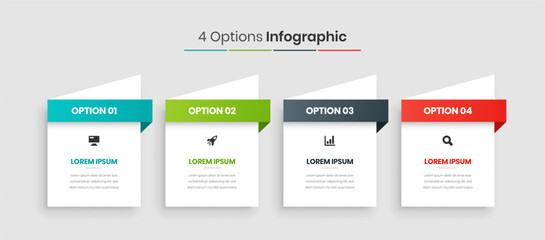 Vector Business Infographic Presentation Template with Abstract Design, Gradient Color, 4 Options and Icons