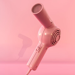 pink hair dryer isolated on pink background - 640131470