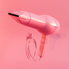 pink hair dryer isolated on pink background - 640131494