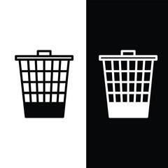 black and white garbage bin icon, vector, template, logo, trendy, collection, flat, design 

