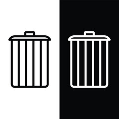 black and white garbage bin icon, vector, template, logo, trendy, collection, flat, design 

