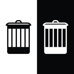 black and white garbage bin icon, vector, template, logo, trendy, collection, flat, design 
