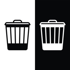 black and white garbage bin icon, vector, template, logo, trendy, collection, flat, design 
