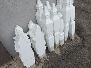 malay muslim concrete headstone, tombstone, or gravestone close-up. newly made. photo taken in...