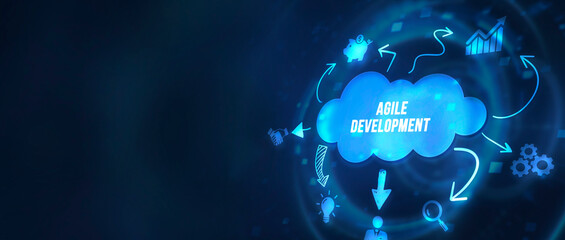 Internet, business, Technology and network concept. Concept of agile software development. 3d illustration