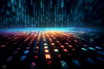Progress. Abstract coding, tech background. AI & modern vision. Bright sphere. AI, Progress. Modern grid. Quantum