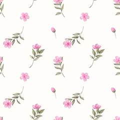 Beautiful watercolor pink flowers as seamless pattern
