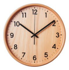 Modern wooden clock isolated.