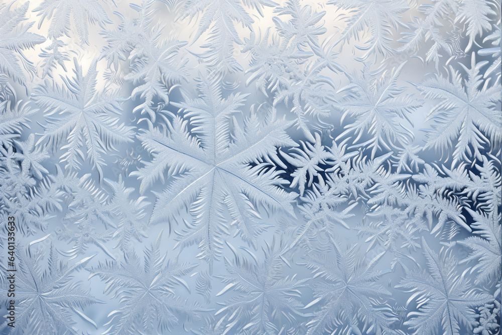 Poster Delicate crystals of frost dance on a window, forming nature's own art, signaling winter's embrace