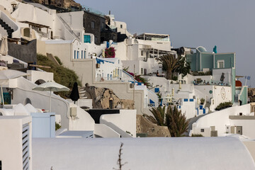 Whitewashed houses in Imerovigli on Santorini island, Cyclades, Greece