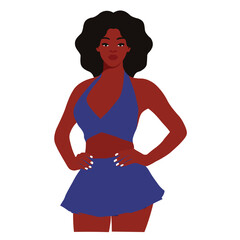 Modern fashionable black woman in elegant art style vector