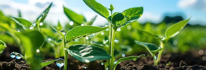 Sunflower Shoots Growing in Rows: A Stunning Visual Journey through the Thriving Sunflower Fields, Capturing the Growth and Beauty of Young Seedlings in the Vast Farmland Landscape
