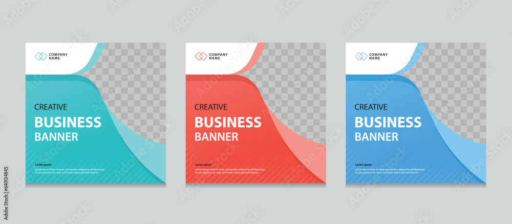 Poster set of editable square business web banner design template. suitable for social media post, instagra