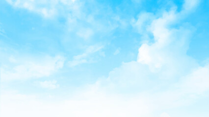 Fototapeta premium Blue sky and white clouds floated in the sky on a clear day with warm sunshine combined with cool breeze blowing against the body resulting in a miraculous refreshing like paradise.