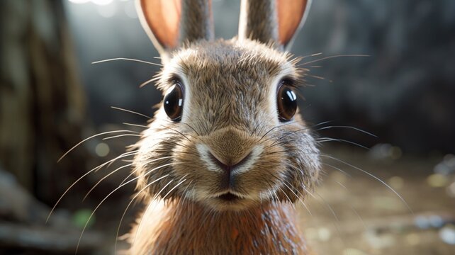 Cute rabbit face bunny rodent tongue animal photography image Ai generated art